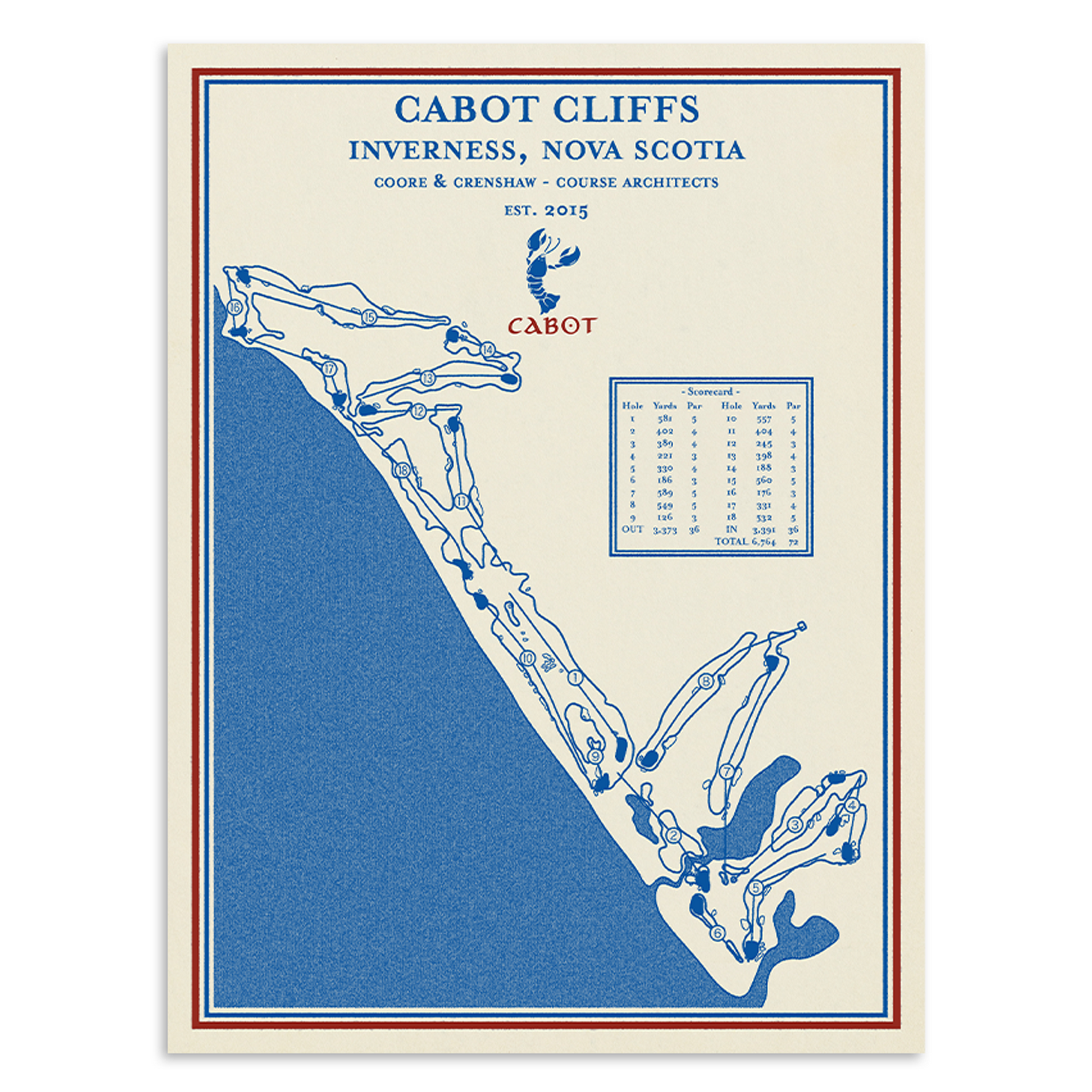 Impression la carte du parcours de Cabot Cliffs