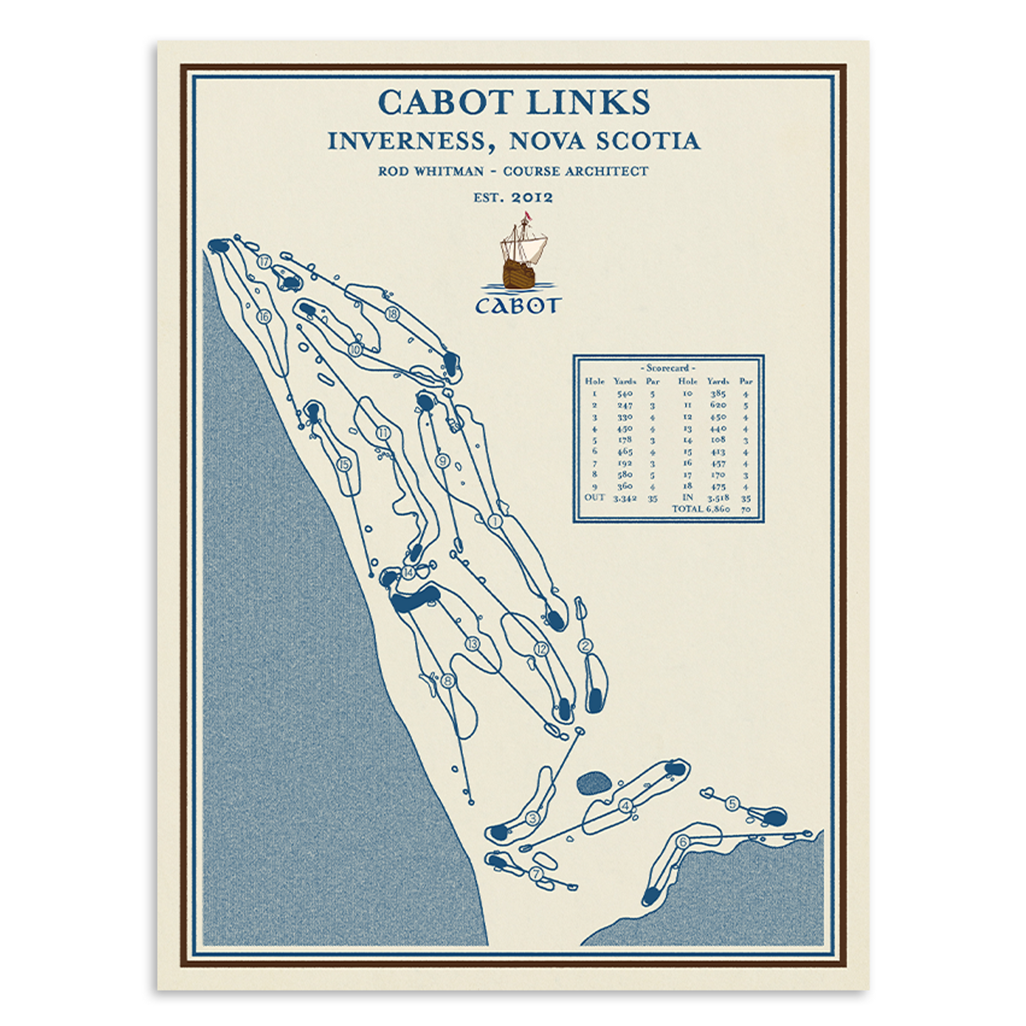 Impression la carte du parcours de Cabot Links